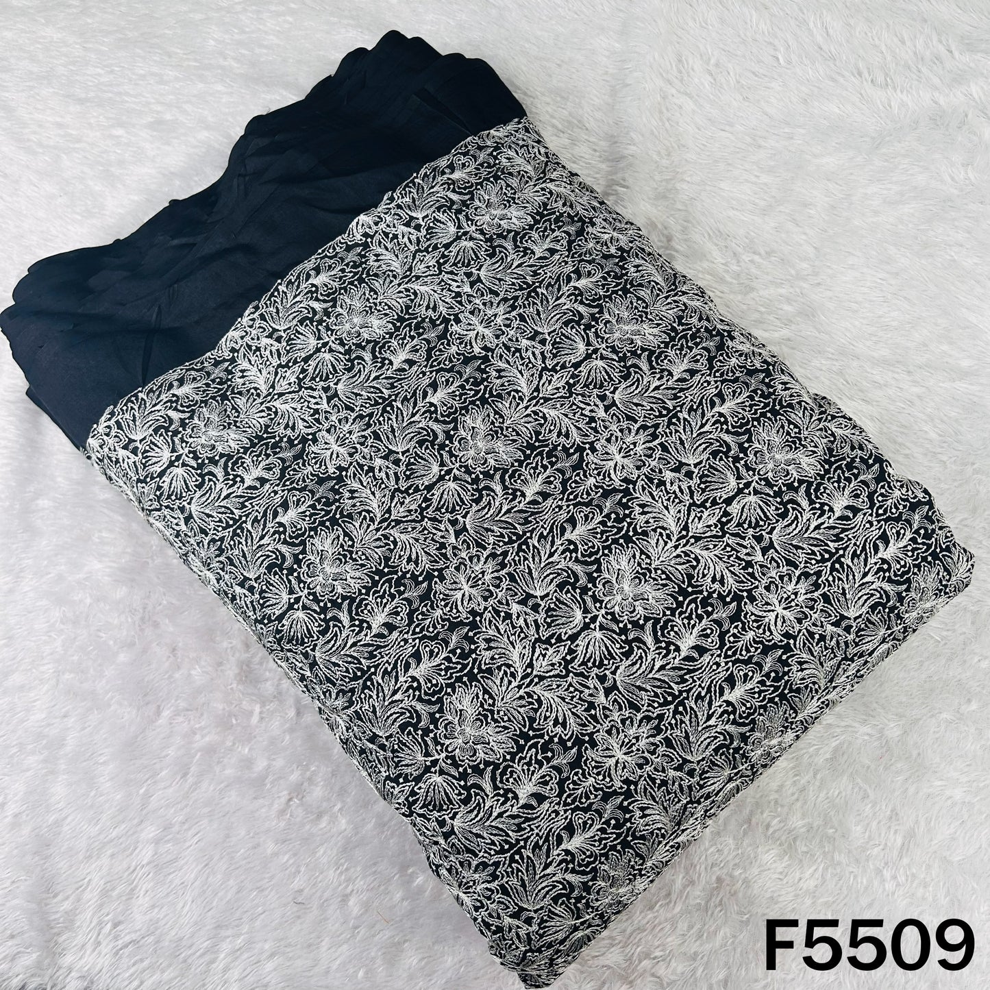Thread Sequins Embroidered Dola Silk Fabric - F5509
