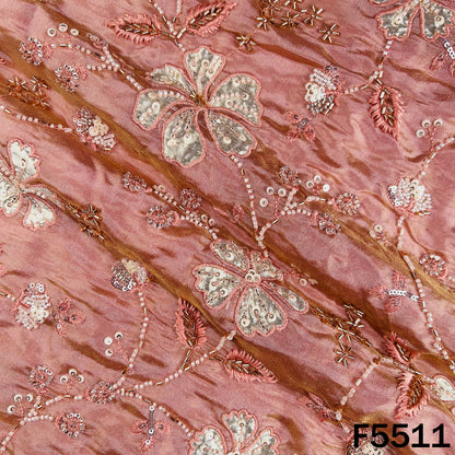 Cut Dana Thread Sequins Embroidered Shimmer Tissue Fabric - F5511