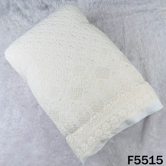 Dyeable Thread Sequins Embroidered Georgette Fabric - F5515