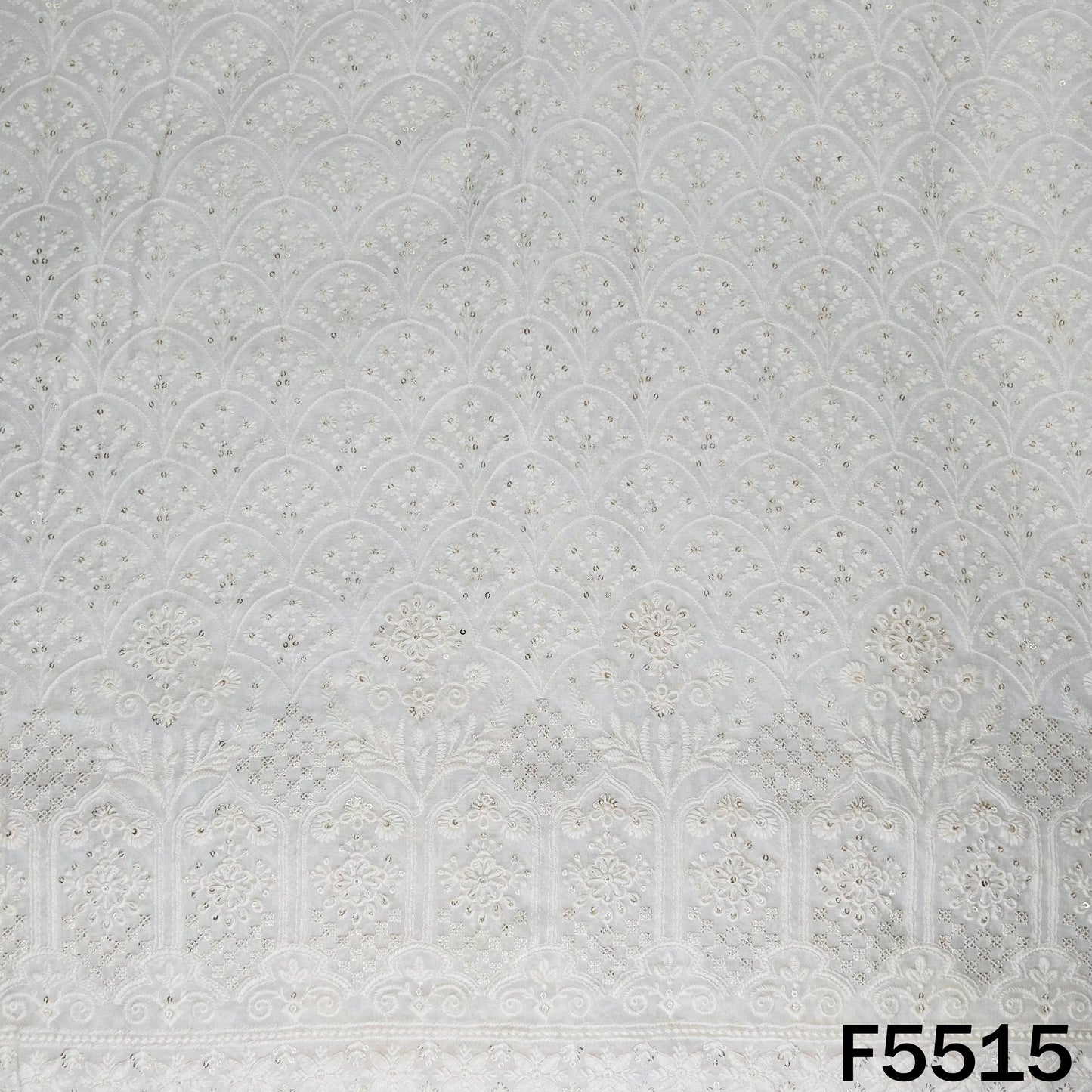 Dyeable Thread Sequins Embroidered Georgette Fabric - F5515