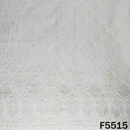 Dyeable Thread Sequins Embroidered Georgette Fabric - F5515