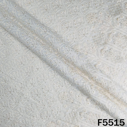 Dyeable Thread Sequins Embroidered Georgette Fabric - F5515