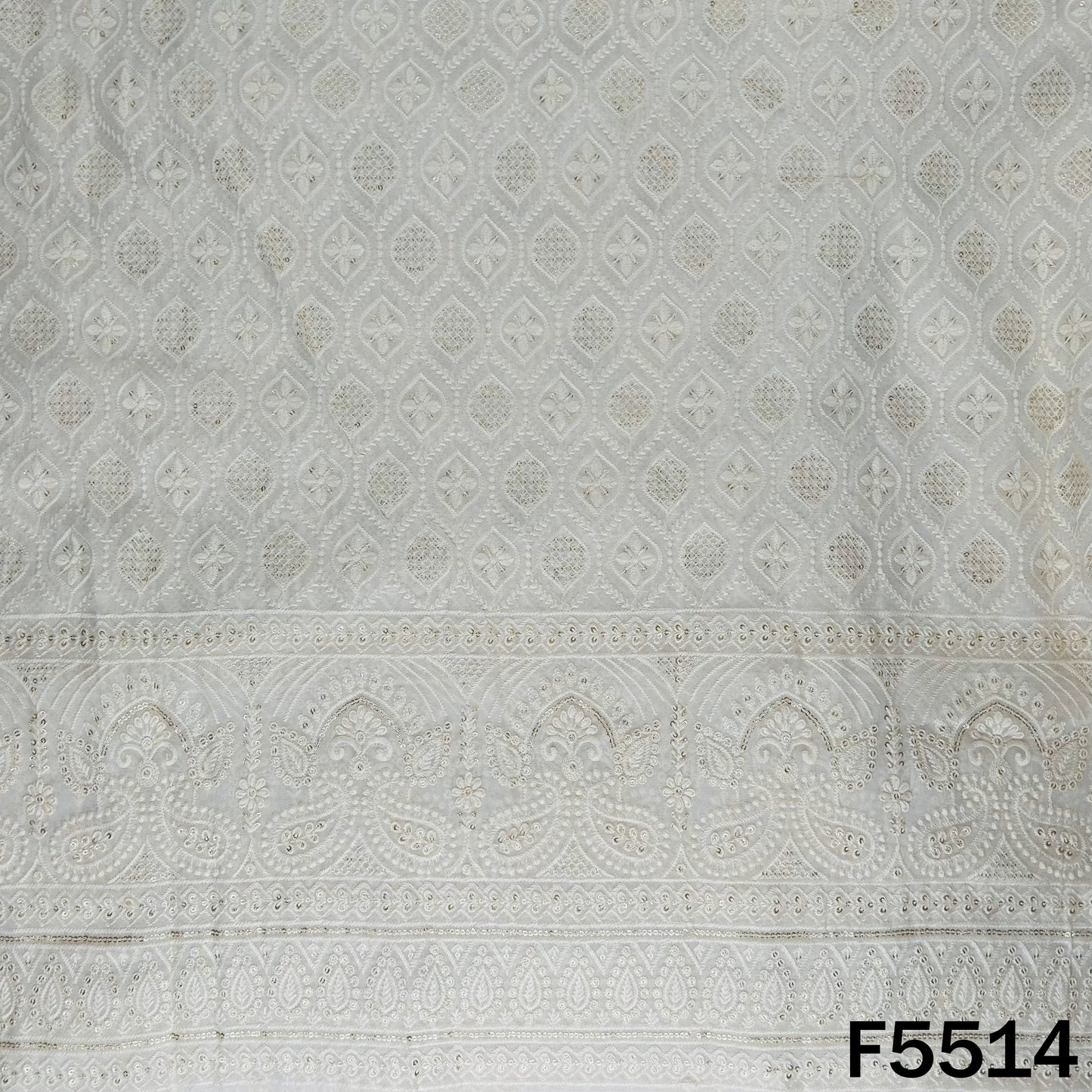 Dyeable Thread Sequins Embroidered Georgette Fabric - F5514
