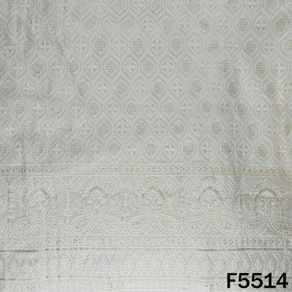 Dyeable Thread Sequins Embroidered Georgette Fabric - F5514
