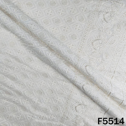 Dyeable Thread Sequins Embroidered Georgette Fabric - F5514