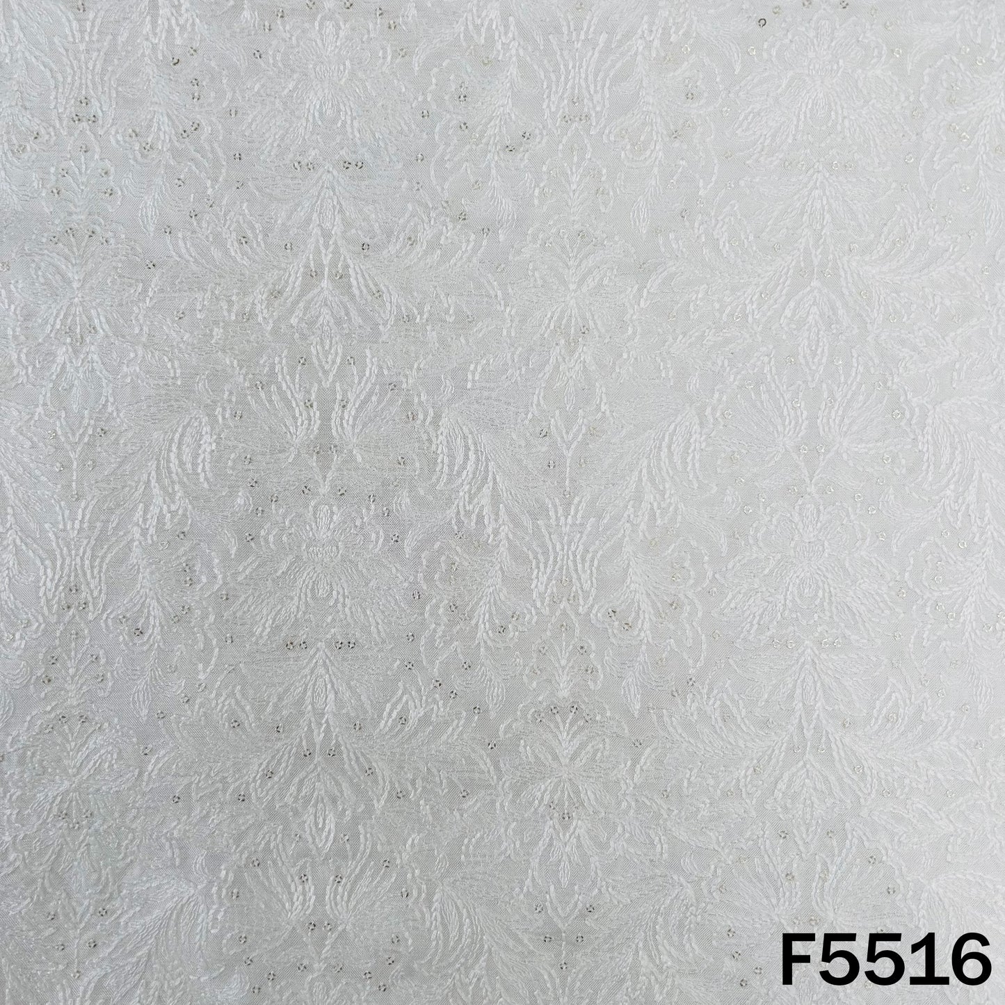 Dyeable Thread Sequins Embroidered Dola Silk Fabric - F5516