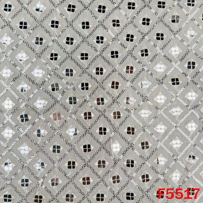 Dyeable Thread Sequins Embroidered Faux Mirror Work Georgette Fabric - F5517