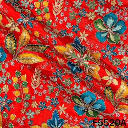 Digital Print Zari Sequins Embroidered Crepe Fabric - F5520