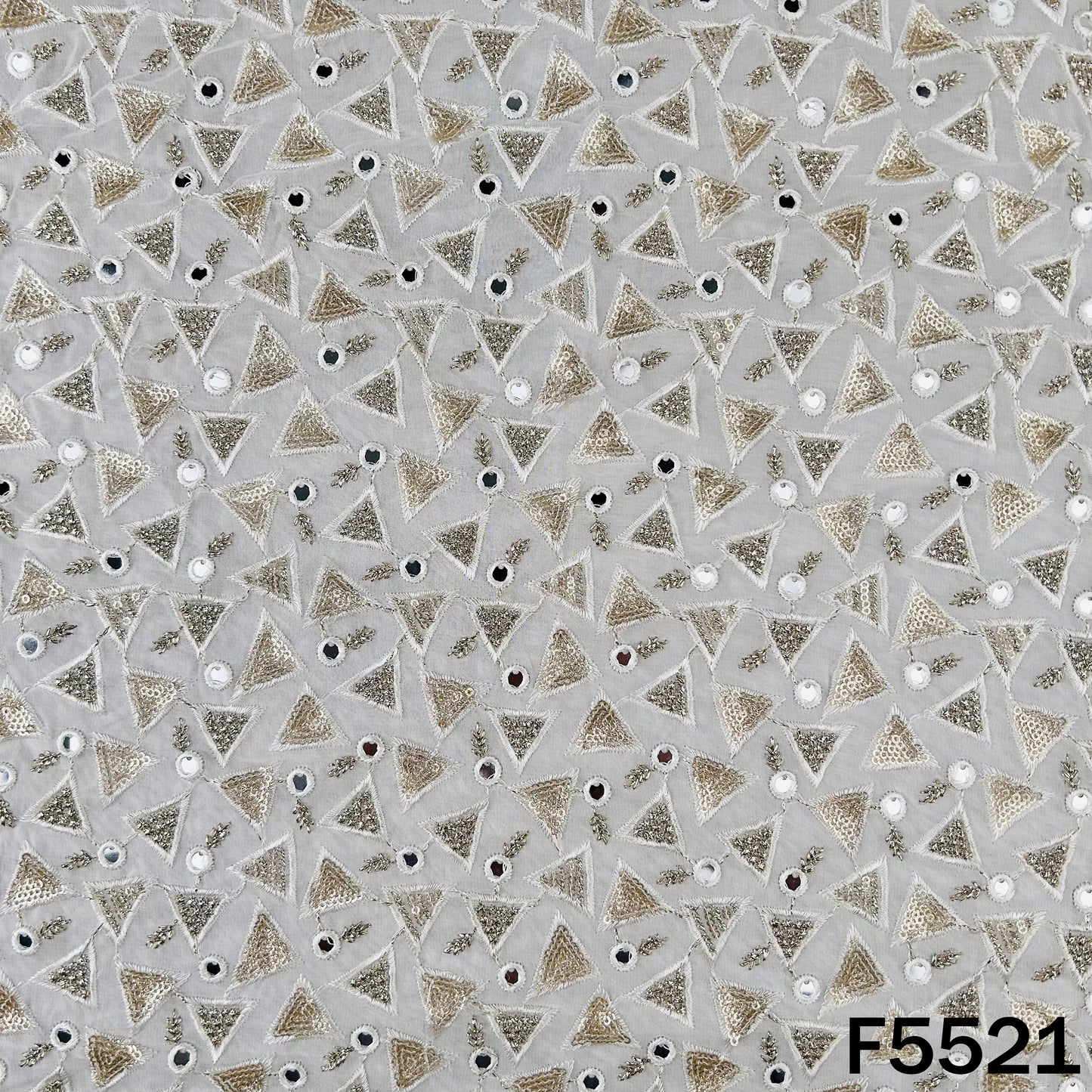 Dyeable Thread Sequins Embroidered Faux Mirror Work Georgette Fabric - F5521