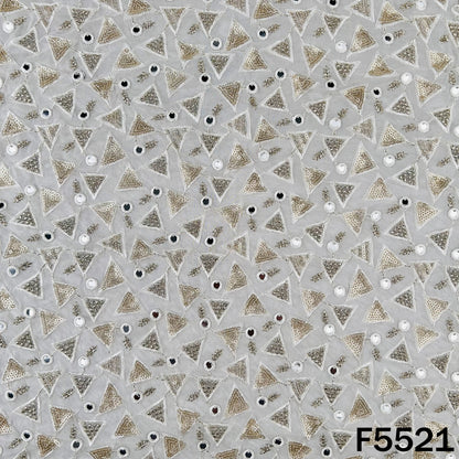 Dyeable Thread Sequins Embroidered Faux Mirror Work Georgette Fabric - F5521