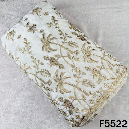 Dyeable Zari Sequins Embroidered Crepe Fabric - F5522