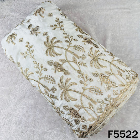 Dyeable Zari Sequins Embroidered Crepe Fabric - F5522