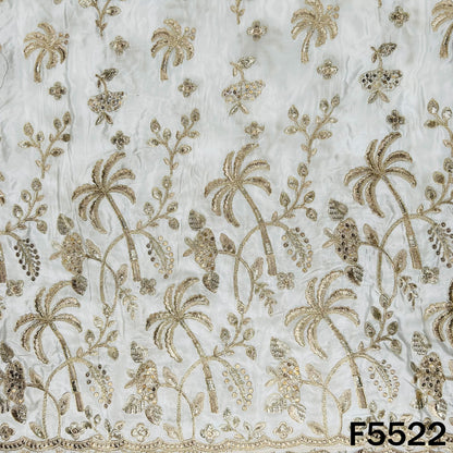 Dyeable Zari Sequins Embroidered Crepe Fabric - F5522