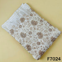 Dyeable Cut Dana Zari Sequins Embroidered Shimmer Tissue Fabric - F7024