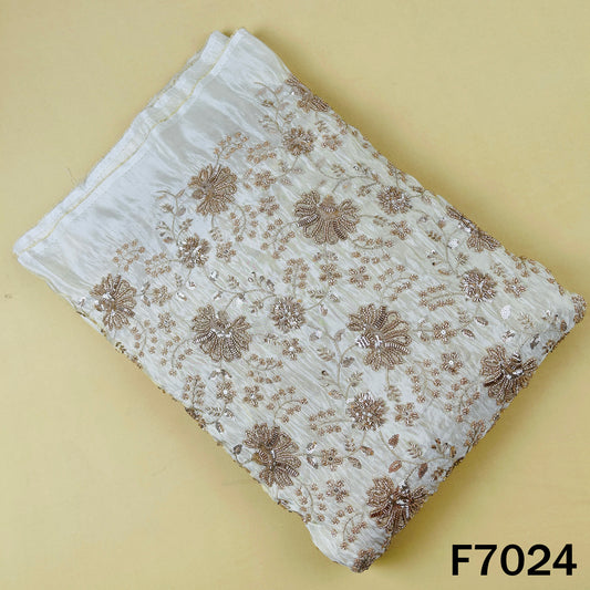 Dyeable Cut Dana Zari Sequins Embroidered Shimmer Tissue Fabric - F7024