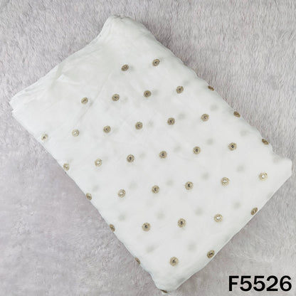 Dyeable Zari Sequins Embroidered Chinnon Chiffon Fabric - F5526