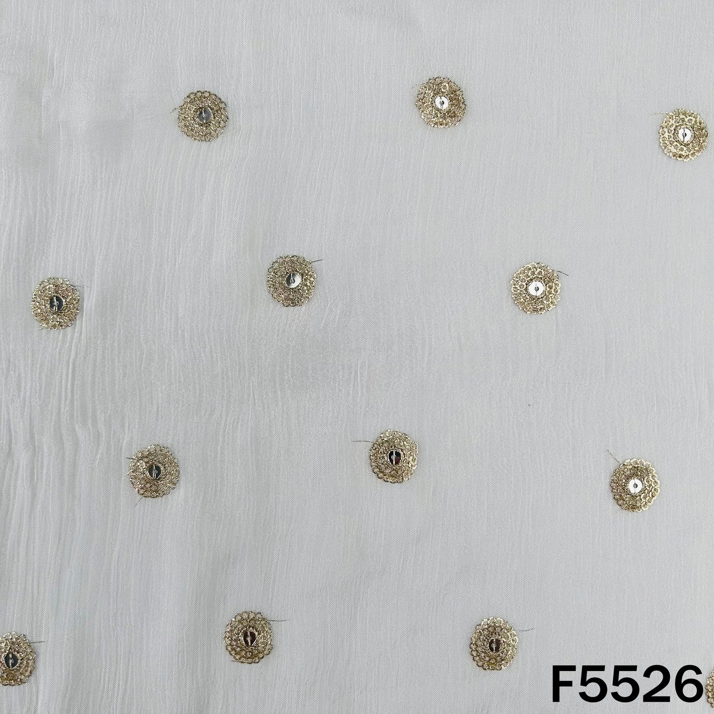 Dyeable Zari Sequins Embroidered Chinnon Chiffon Fabric - F5526