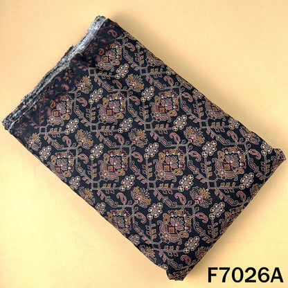 Positional Print Zari Sequins Work Dola Silk Fabric - F7026
