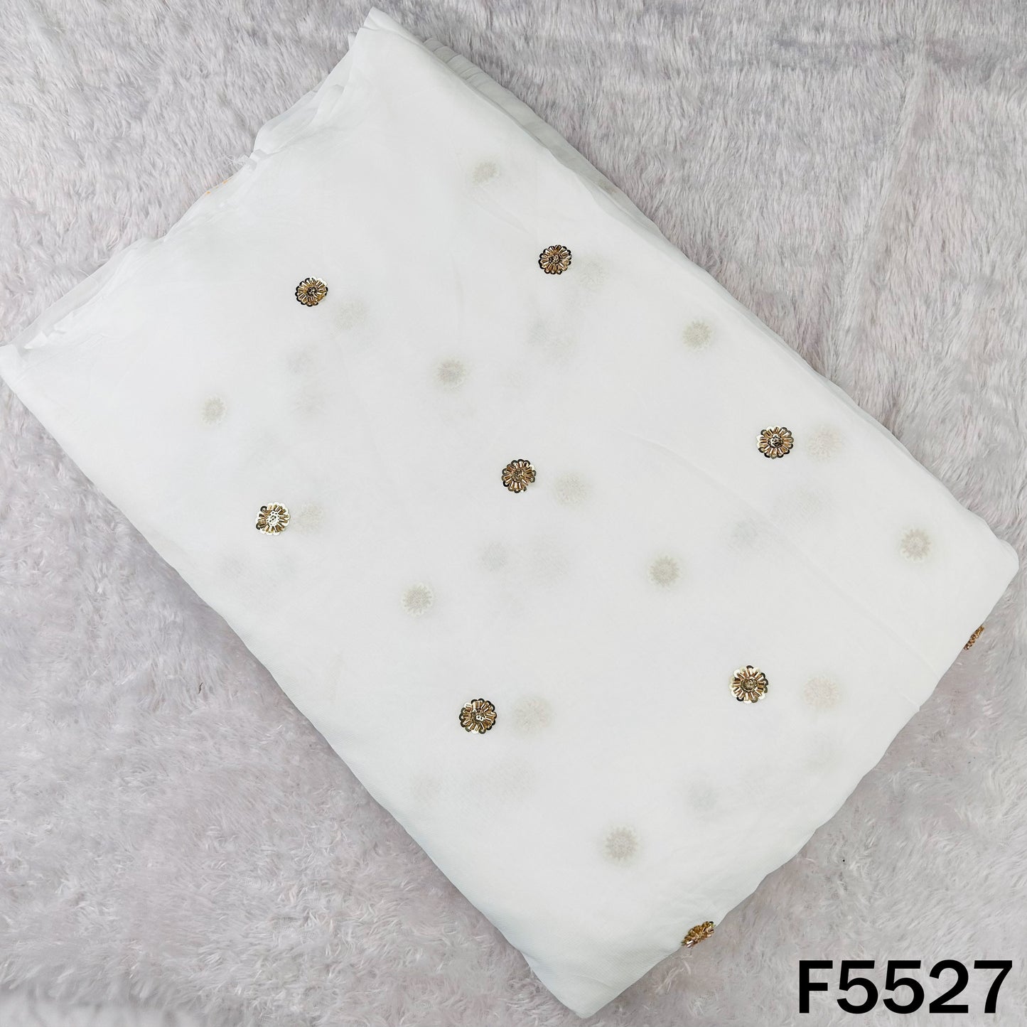 Dyeable Cut Dana Sequins Work Georgette Fabric - F5527