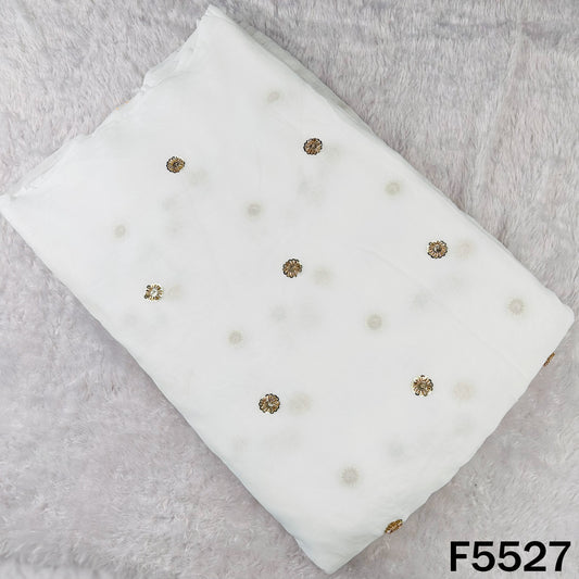 Dyeable Cut Dana Sequins Work Georgette Fabric - F5527