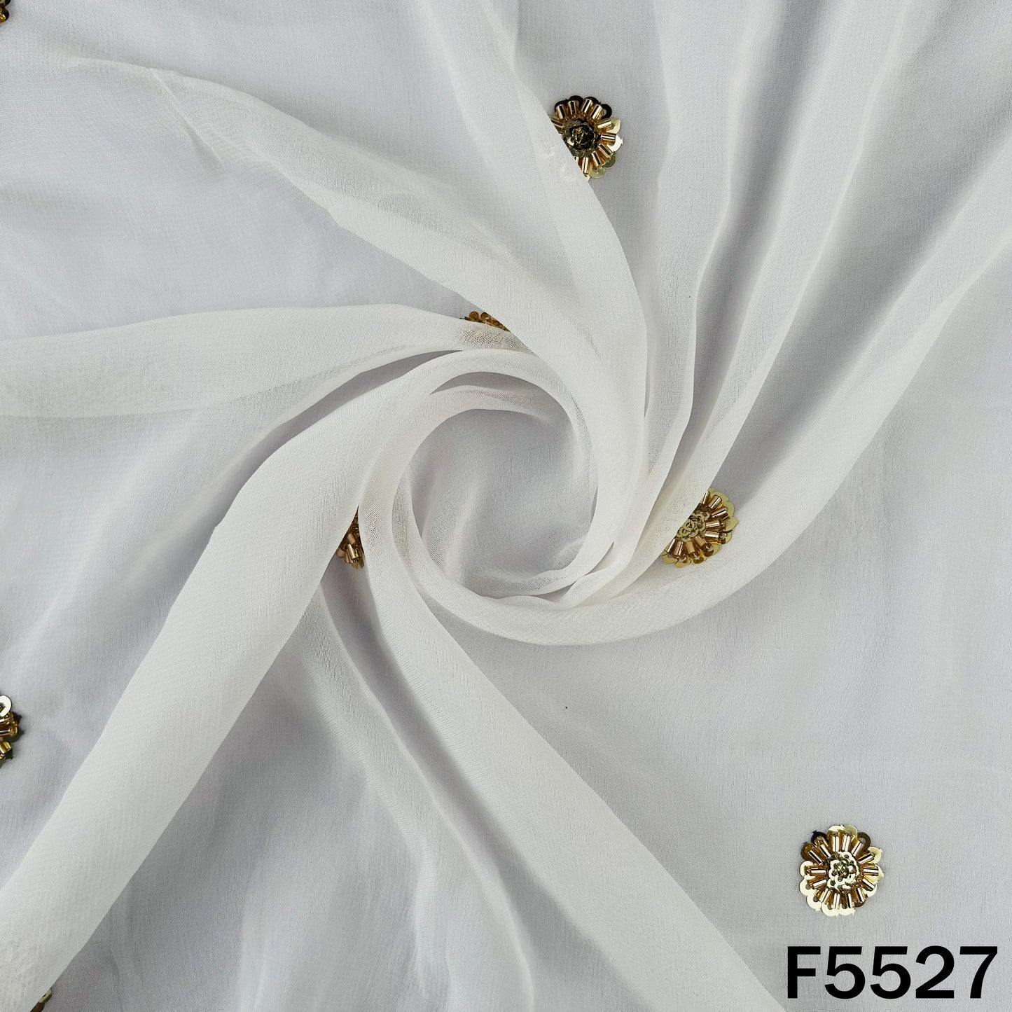 Dyeable Cut Dana Sequins Work Georgette Fabric - F5527