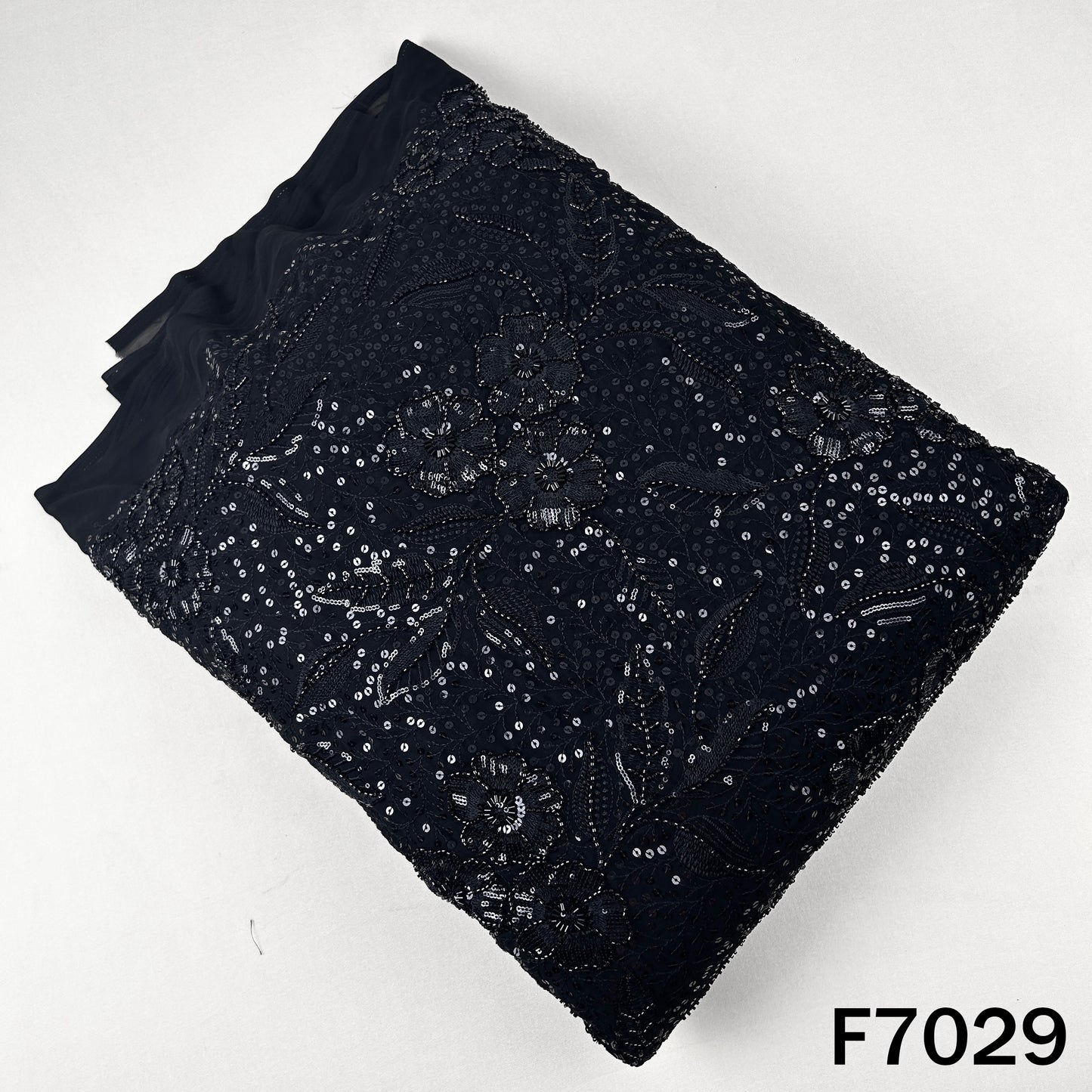 Cut Dana Thread Sequins Embroidered Georgette Fabric - F7029