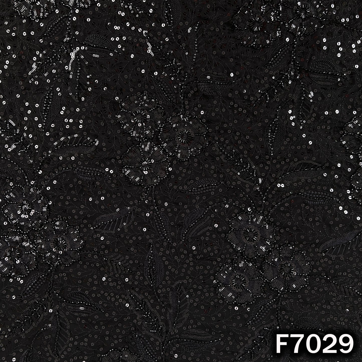 Cut Dana Thread Sequins Embroidered Georgette Fabric - F7029