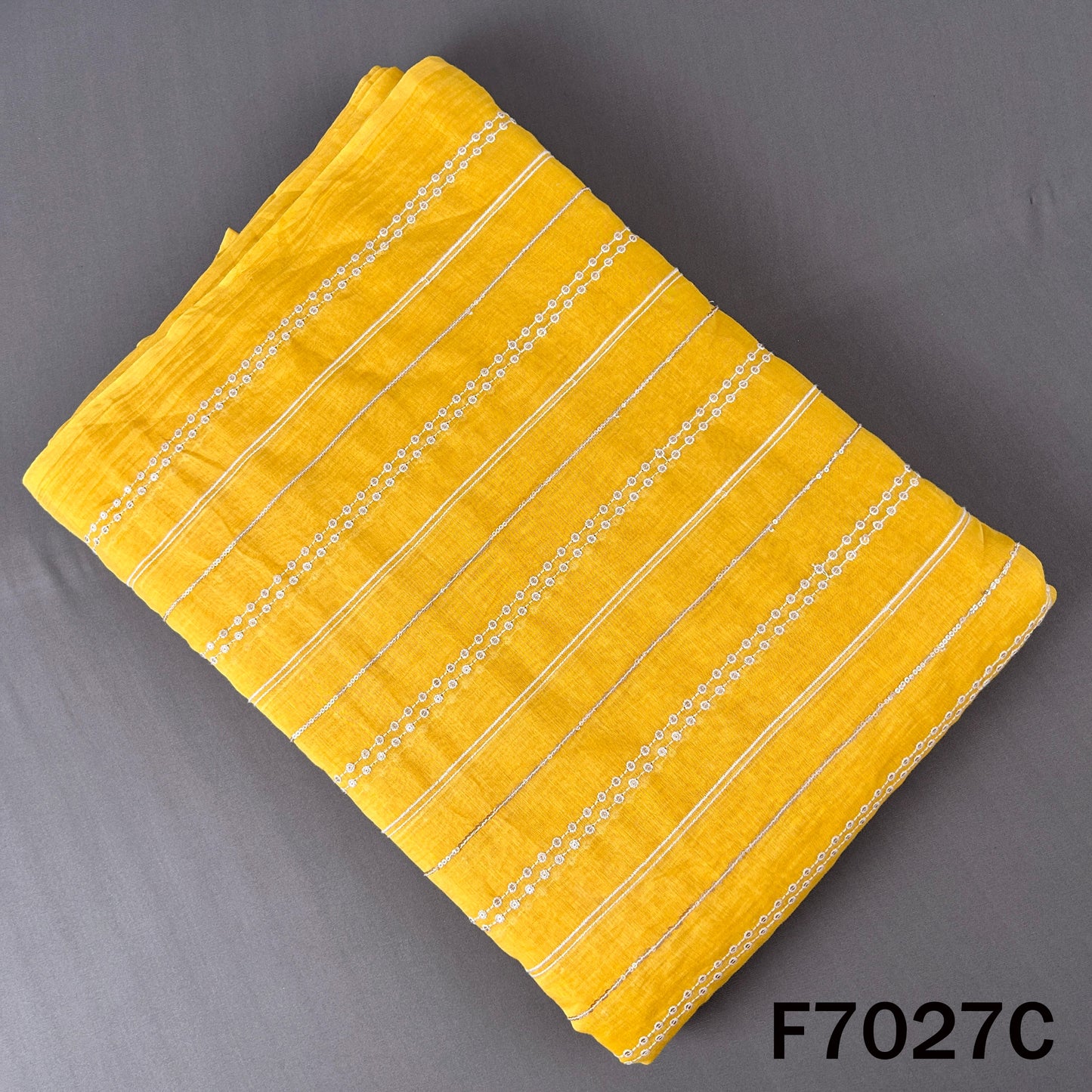 Thread Sequins Work Mul Chanderi Fabric - F7027