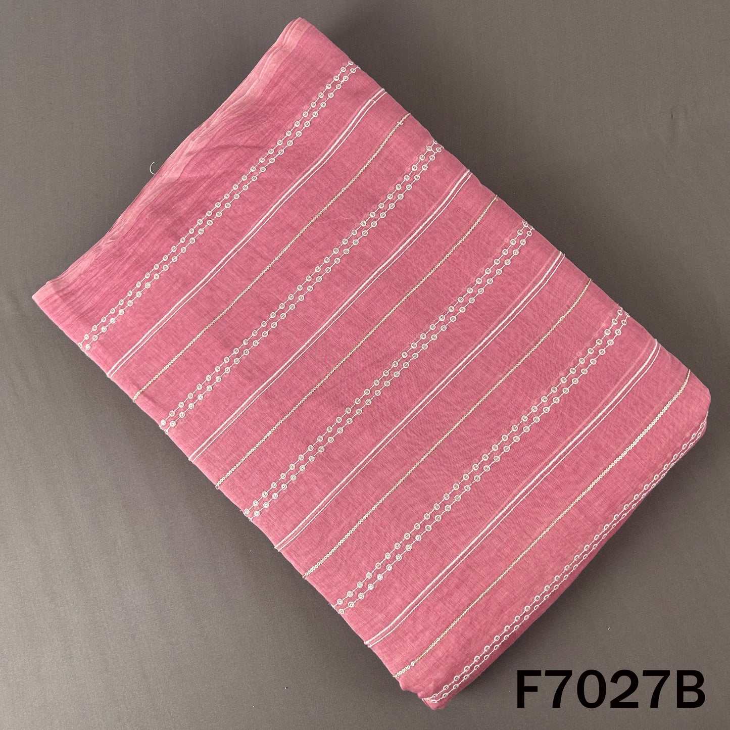 Thread Sequins Work Mul Chanderi Fabric - F7027