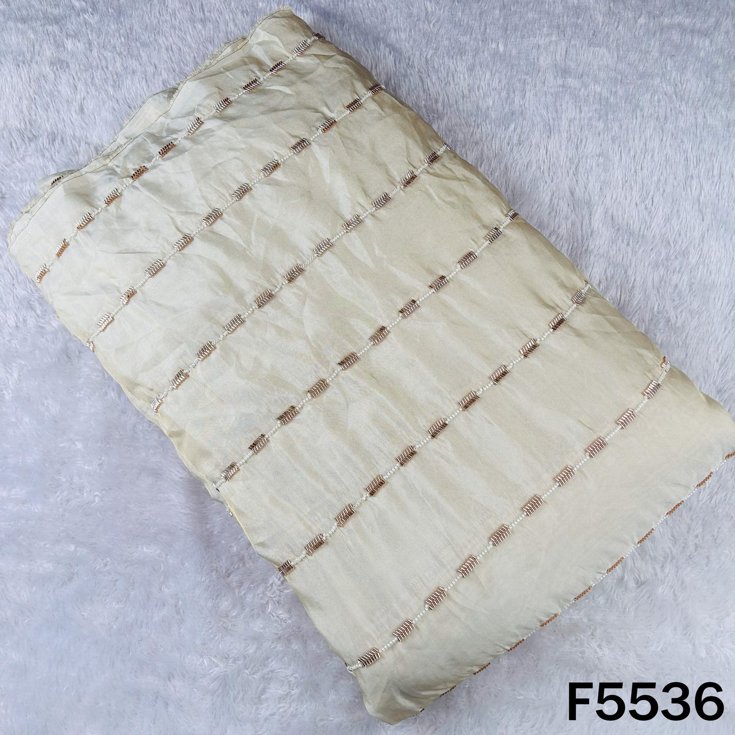 Dyeable Cut Dana Pearl Embroidered Shimmer Tissue Fabric - F5536