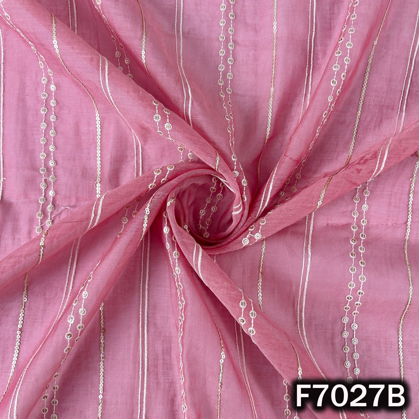 Thread Sequins Work Mul Chanderi Fabric - F7027
