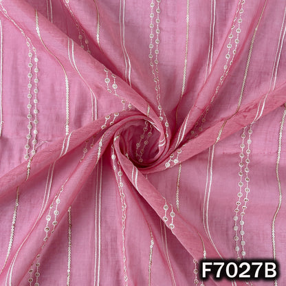 Thread Sequins Work Mul Chanderi Fabric - F7027