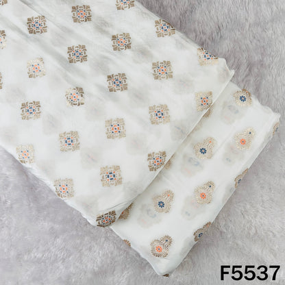 Dyeable Zari Work Crepe Fabric - F5537