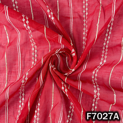 Thread Sequins Work Mul Chanderi Fabric - F7027