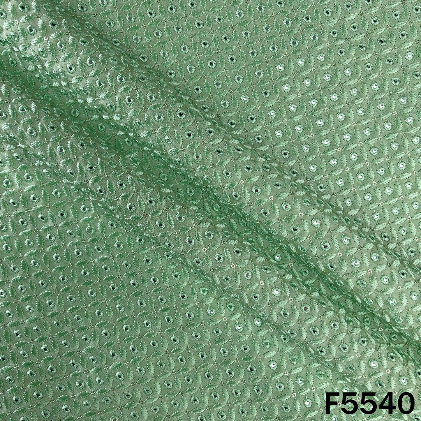 Thread Sequins Embroidered Upada Silk Fabric - F5540