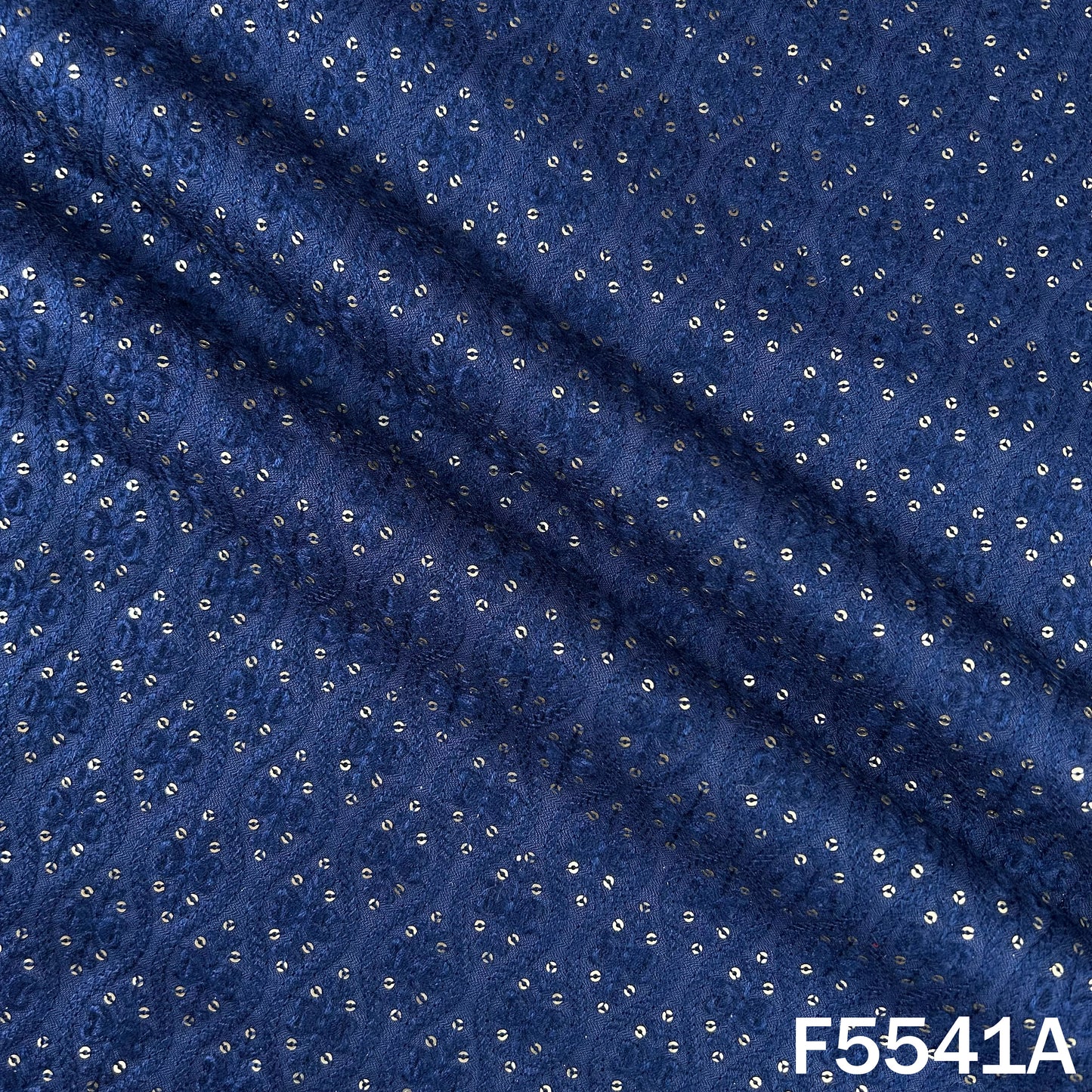 Thread Sequins Embroidered Cotton Silk Fabric - F5541