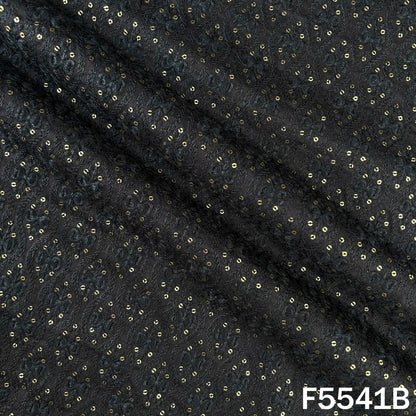 Thread Sequins Embroidered Cotton Silk Fabric - F5541