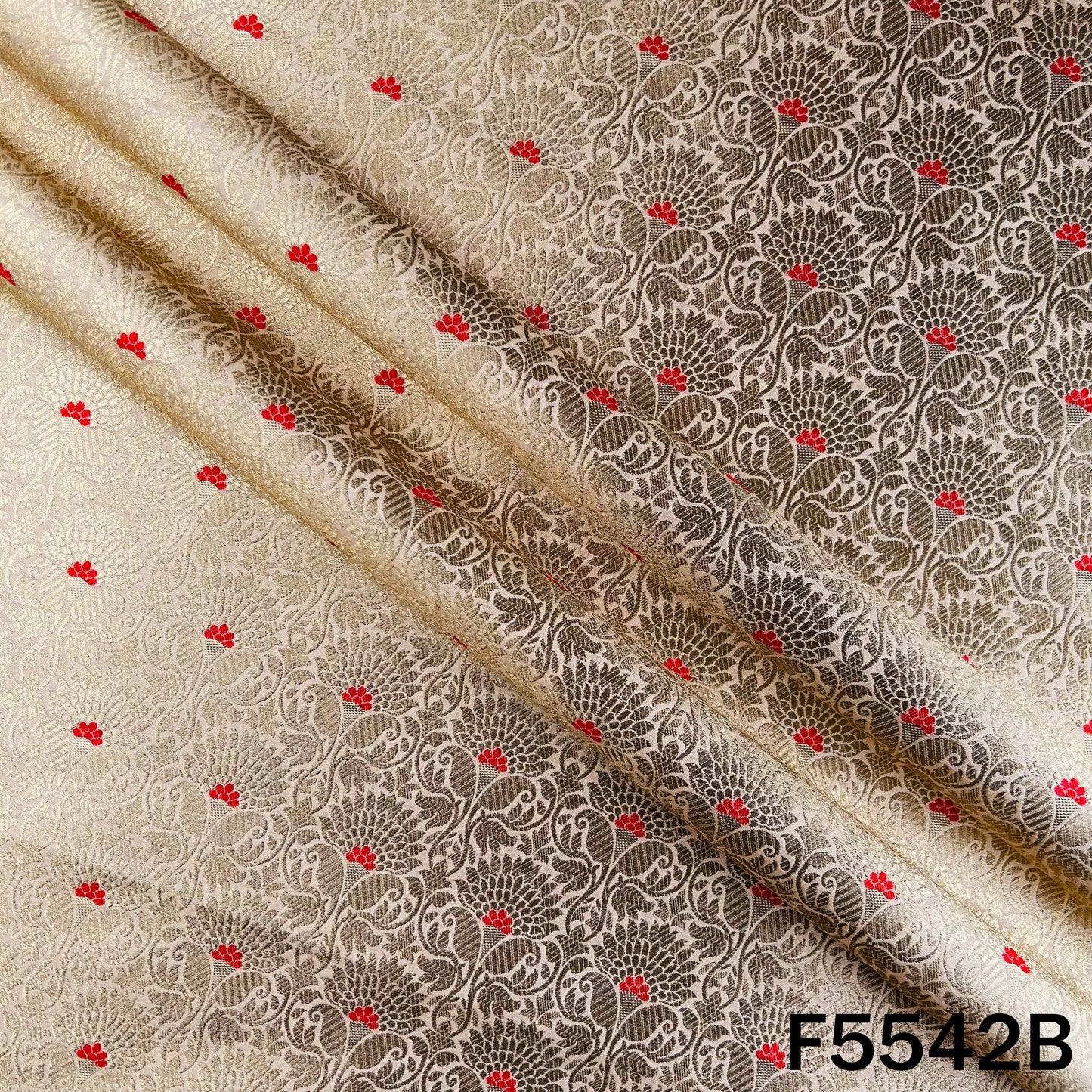 Zari Work Brocade Silk Fabric - F5542