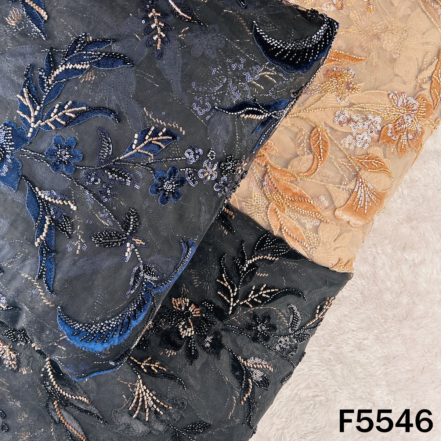 Cut Dana Sequins Embroidered Net Fabric - F5546