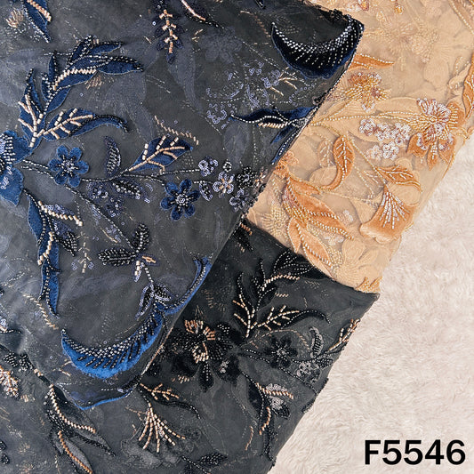 Cut Dana Sequins Embroidered Net Fabric - F5546