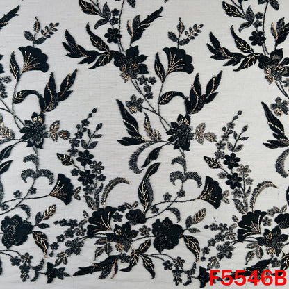 Cut Dana Sequins Embroidered Net Fabric - F5546