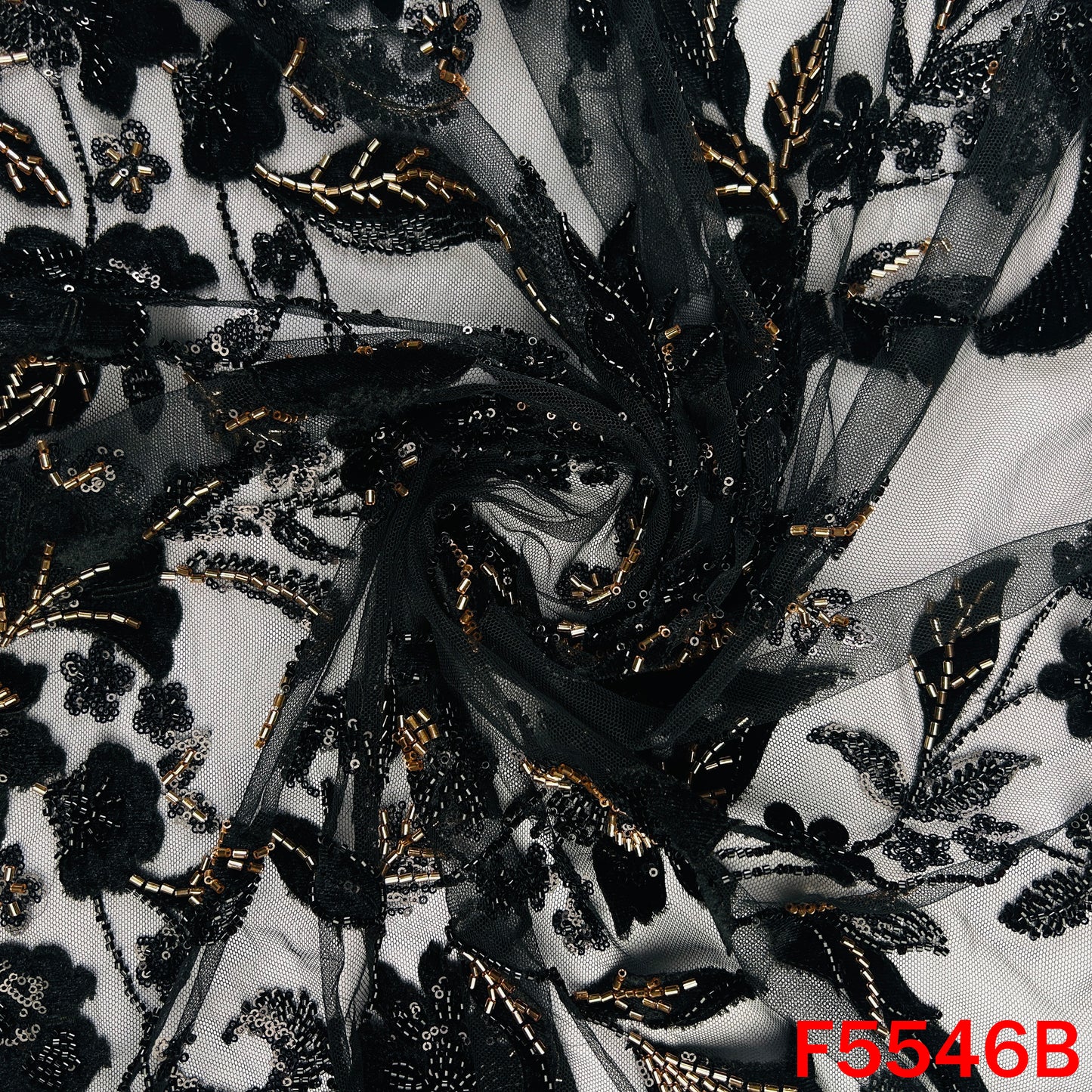 Cut Dana Sequins Embroidered Net Fabric - F5546