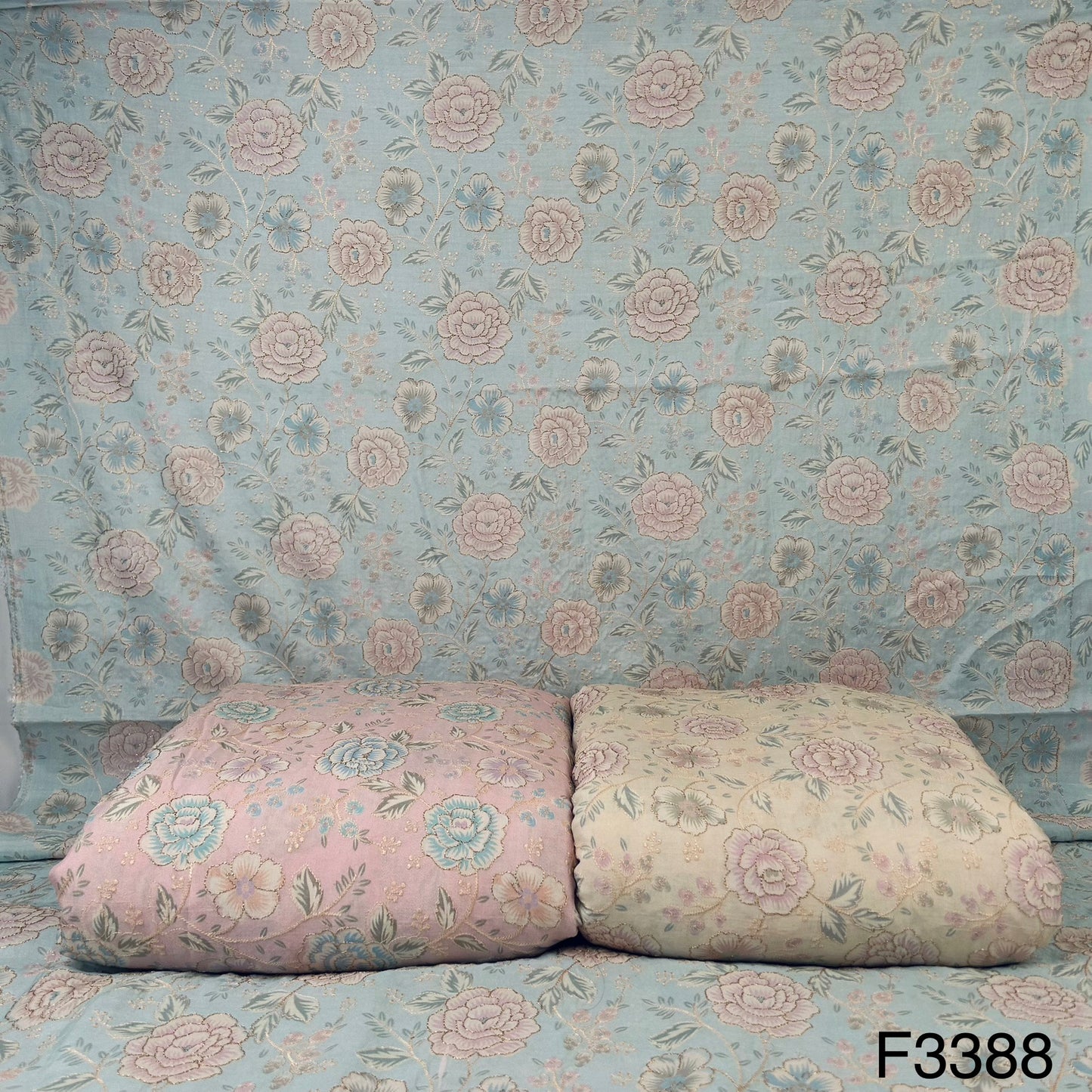 Position Print Embroidered On Uppada Silk Fabric-F3388