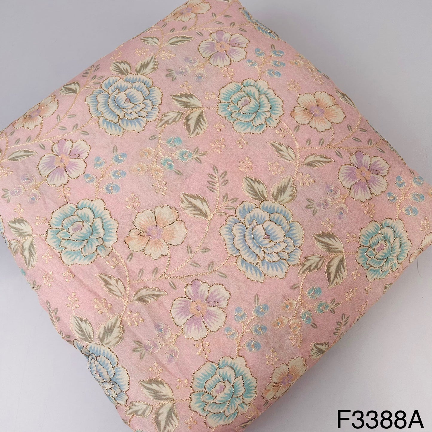 Position Print Embroidered On Uppada Silk Fabric-F3388