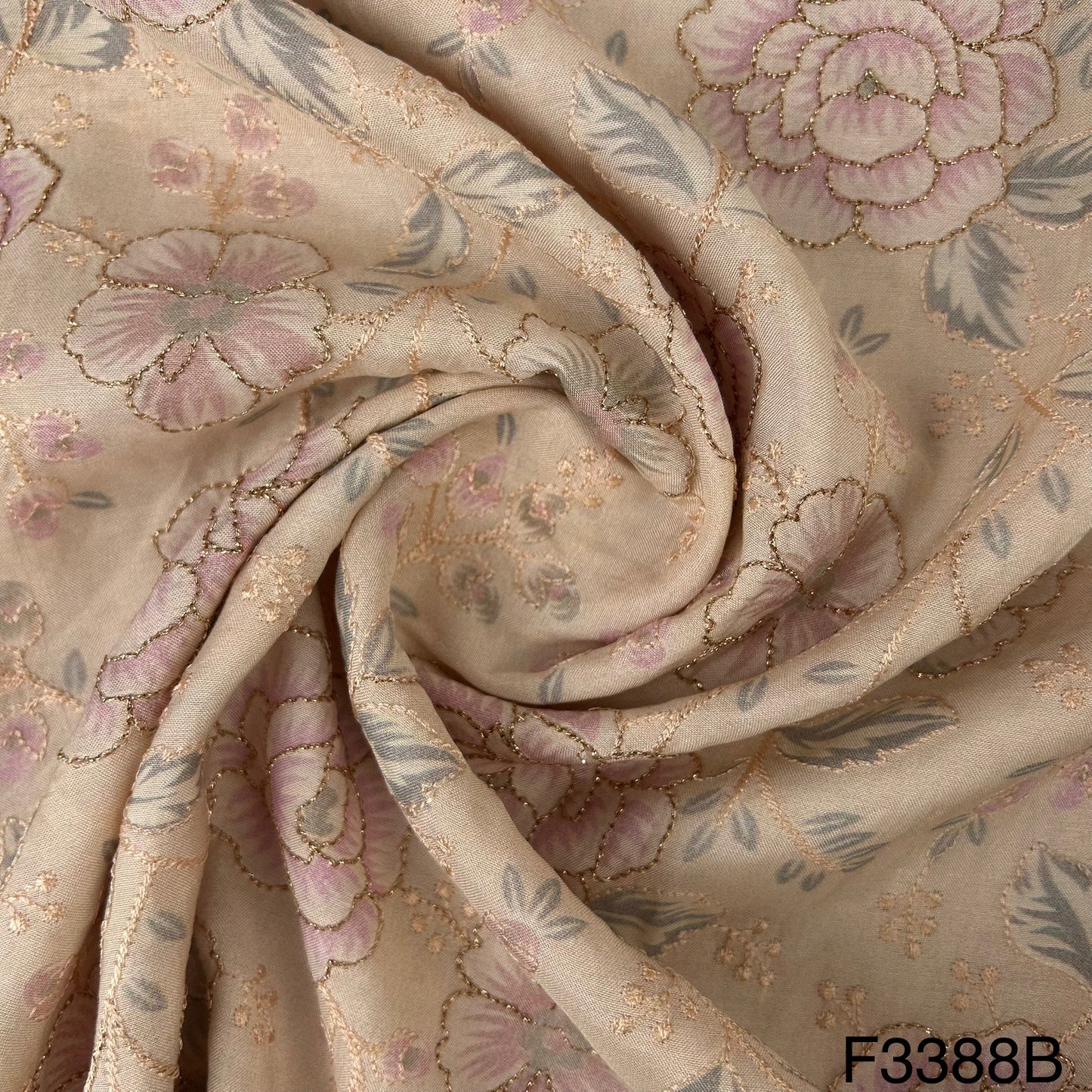 Position Print Embroidered On Uppada Silk Fabric-F3388