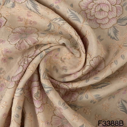 Position Print Embroidered On Uppada Silk Fabric-F3388