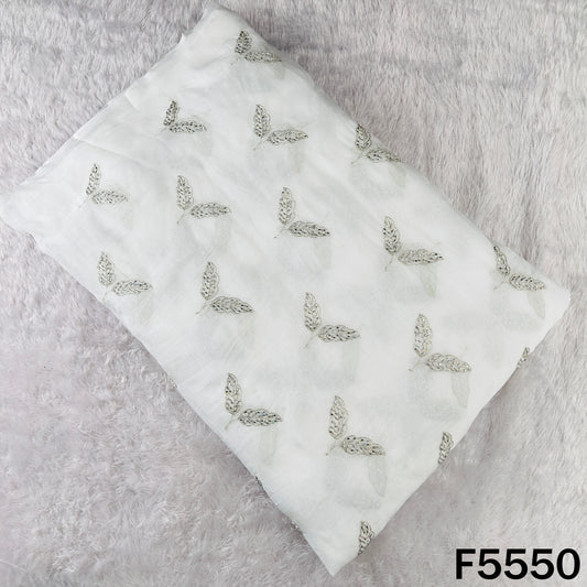 Dyeable Zari Sequins Work organza Fabric - F5550