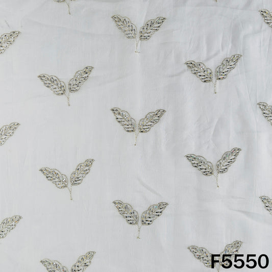 Dyeable Zari Sequins Work organza Fabric - F5550