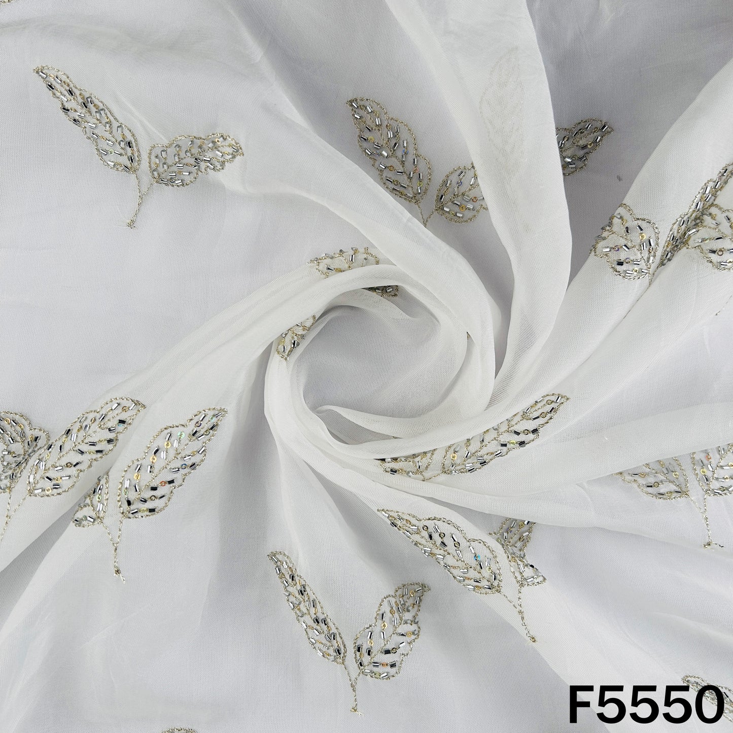 Dyeable Zari Sequins Work organza Fabric - F5550