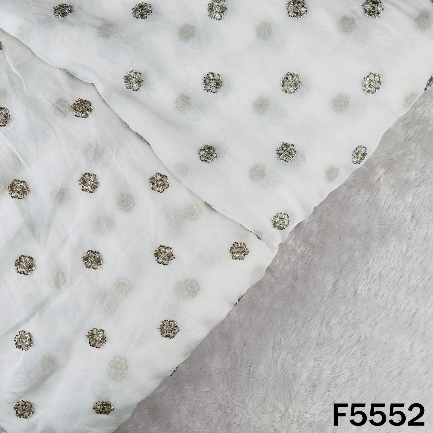 Dyeable Zari Sequins Work organza Fabric - F5552